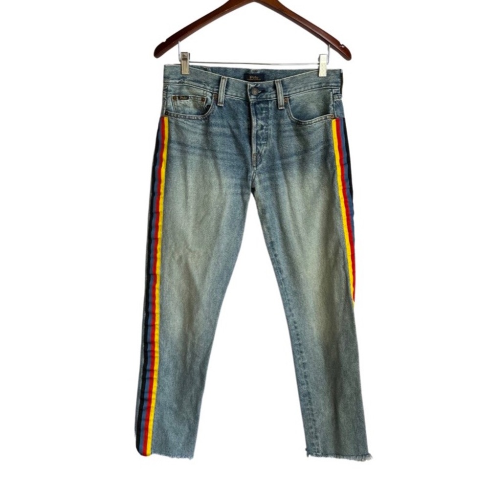 Polo by Ralph Lauren stripped blue denim jeans size 26”